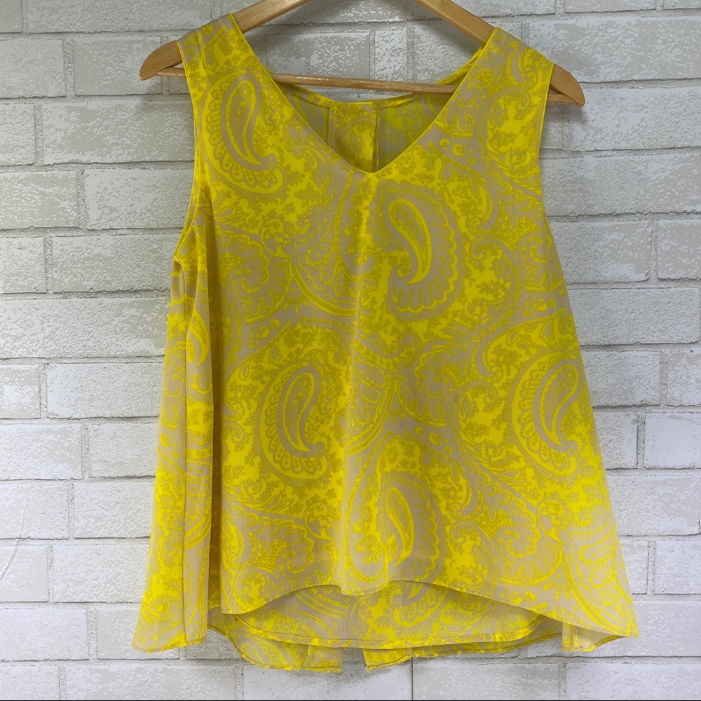 FRNCH yellow paisley swing blouse. Size small.